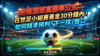 走地滾球高勝率公式：在世足小組賽黃金30分鐘內，如何精準預判「下一球」盤口